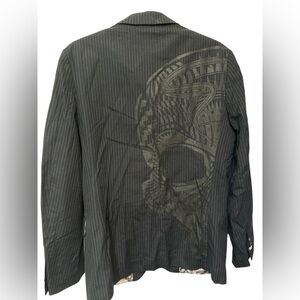 Jack and Jones Men's Pinstripe Blazer with Skull Back NWT